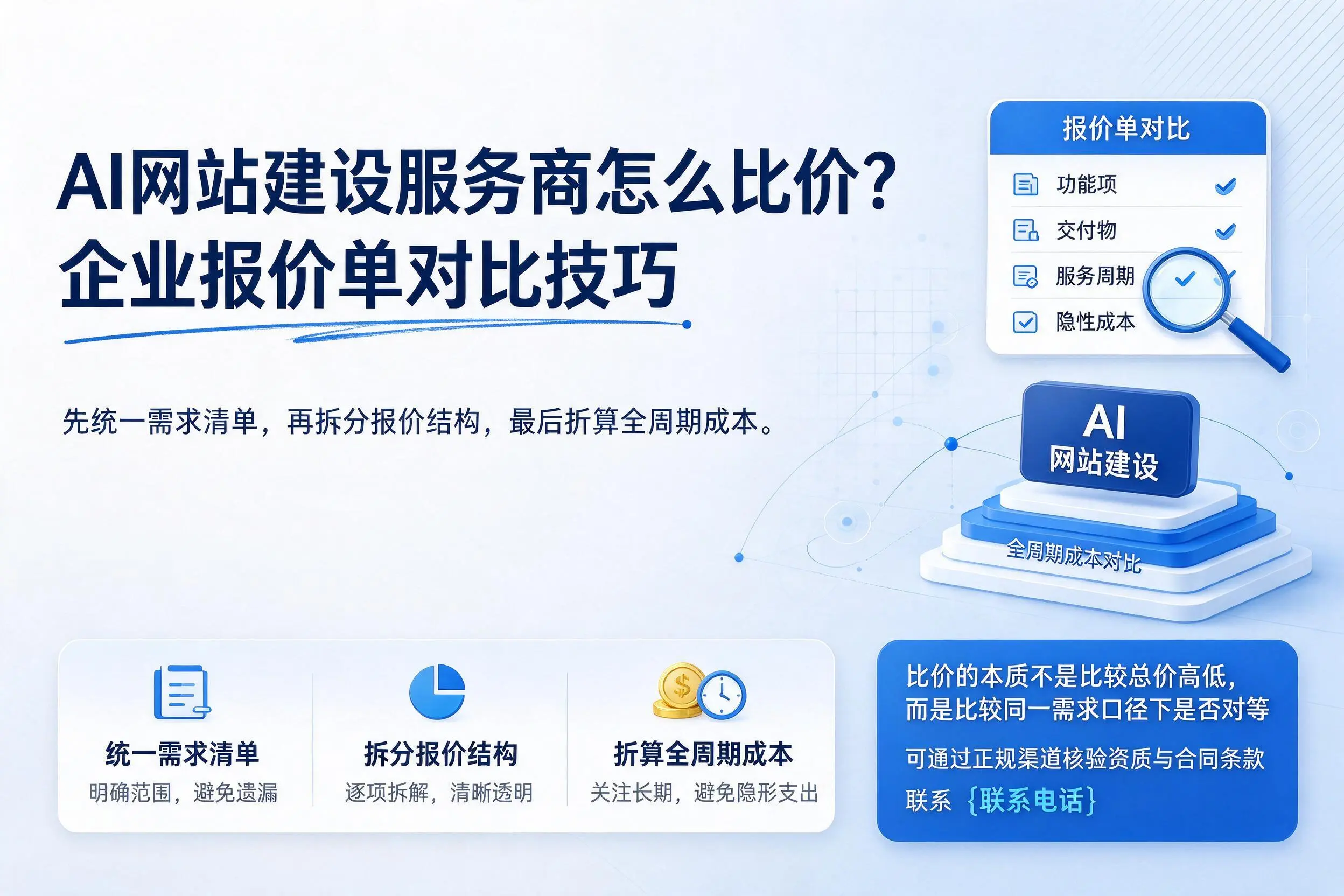 AI网站建设服务商怎么比价？金昌企业报价单对比技巧