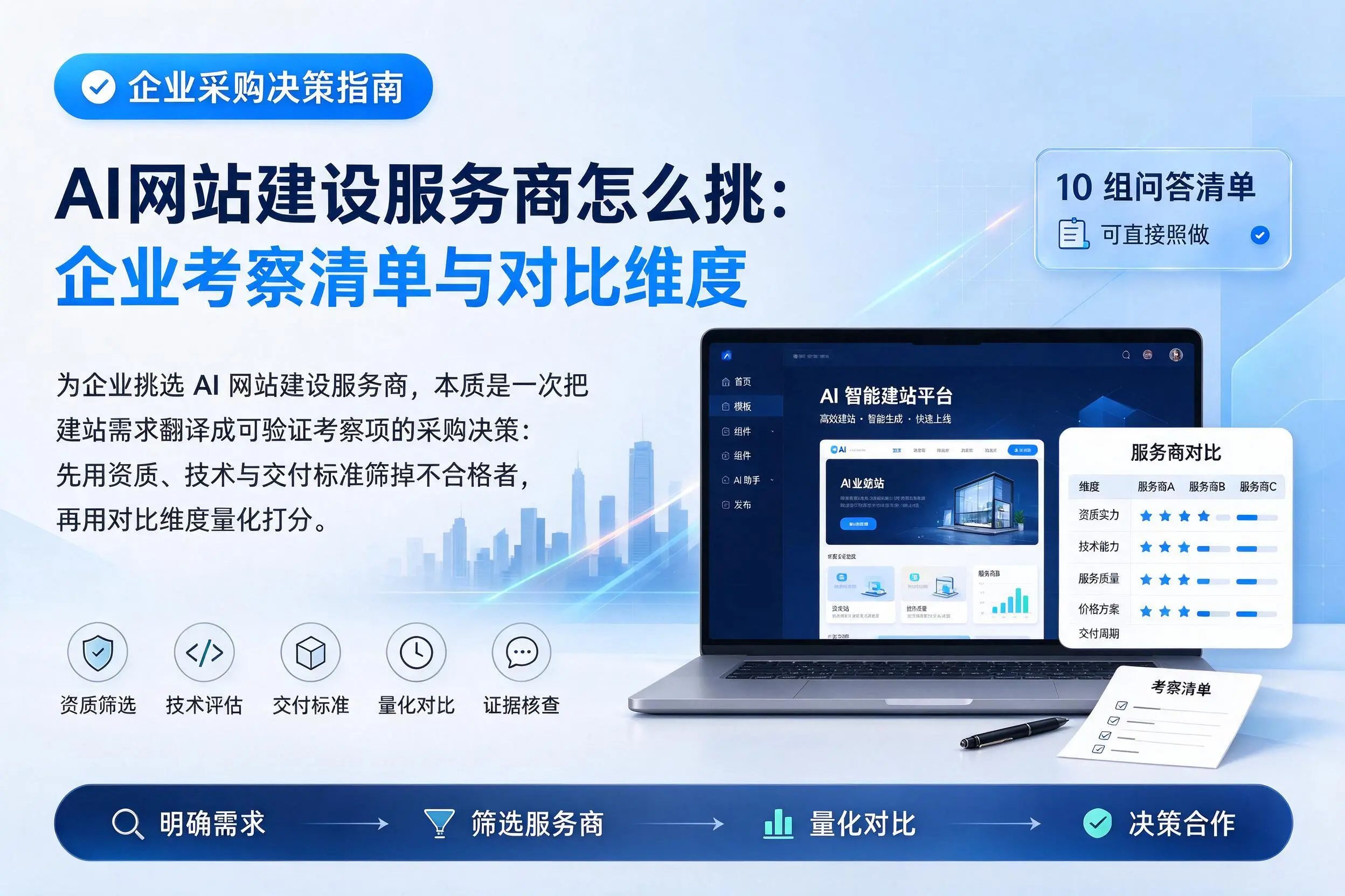 AI网站建设服务商怎么挑：金昌企业考察清单与对比维度
