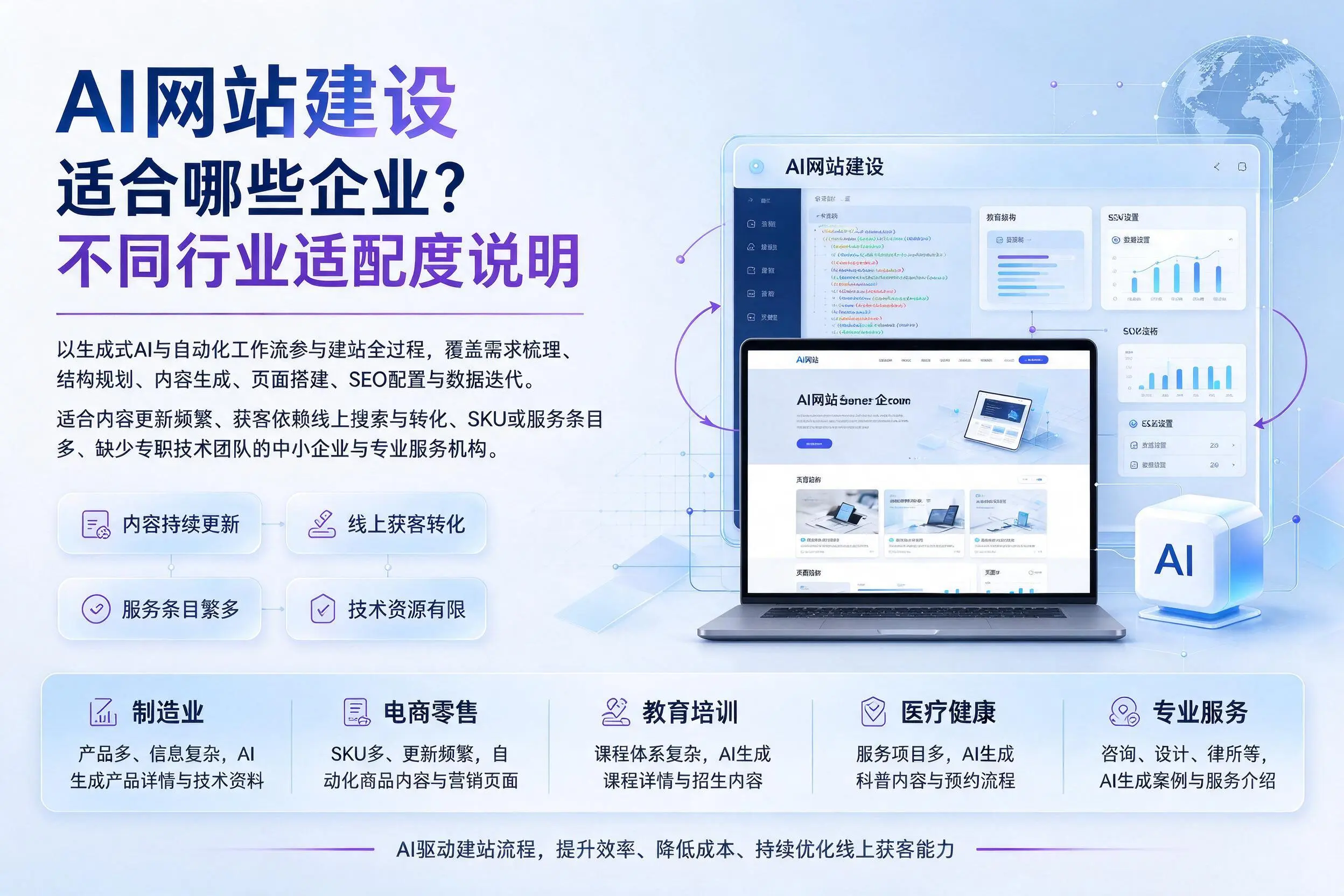AI网站建设适合哪些企业?金昌不同行业适配度说明